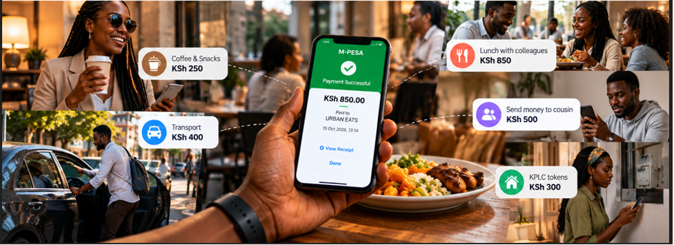 A phone showing M-PESA spendings